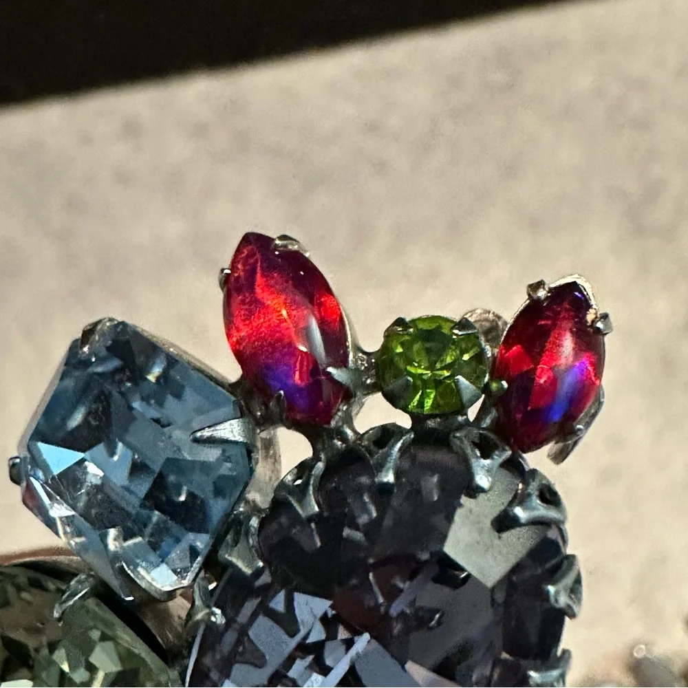 Alice Caviness Clustered Rhinestone Vintage Clip Earrings